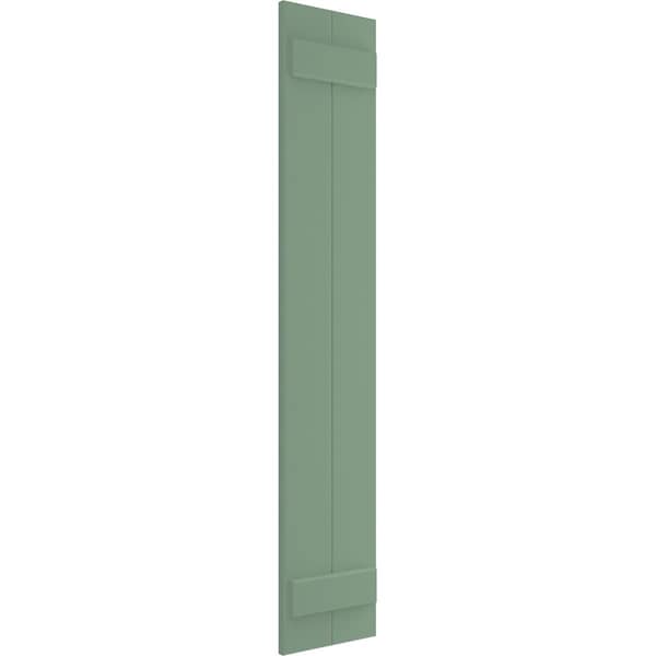 True Fit PVC, Two Board Joined Board-n-Batten Shutters, Track Green, 10 3/4W X 75H